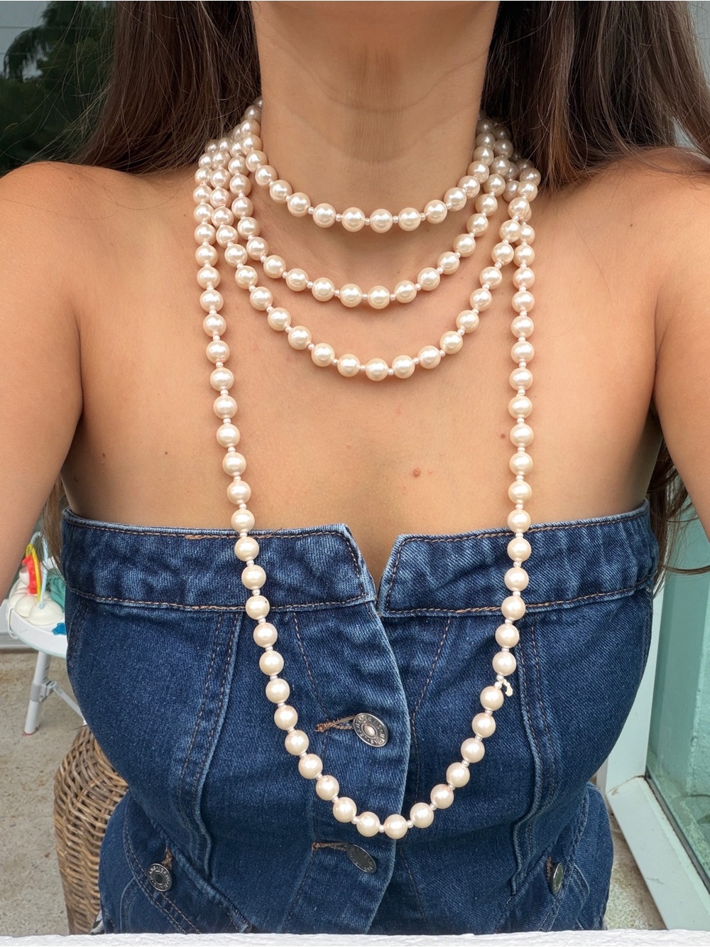 Classic Ivory faux Pearl Multi-Strand long Necklace - Timeless Women Jewelry